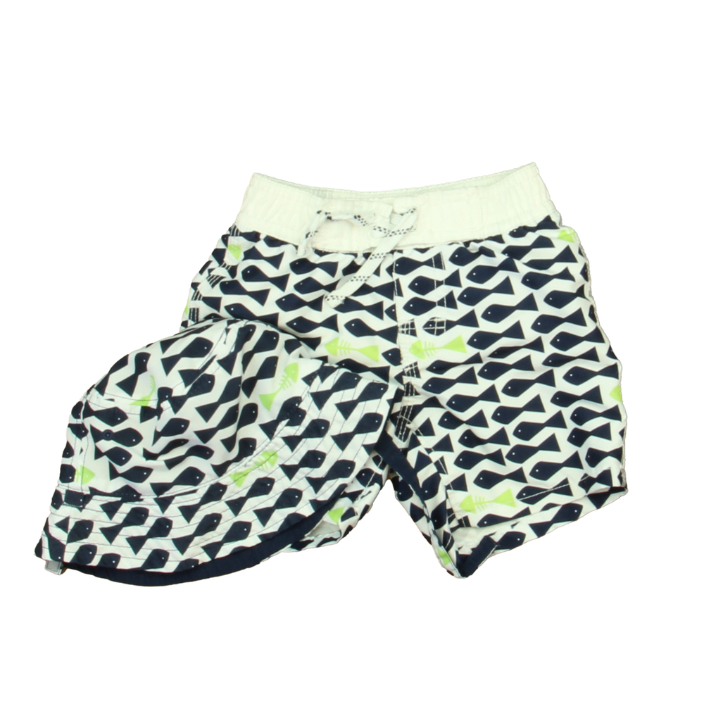 Gap Boys White | Navy Fish Trunks size: 6-12 Months